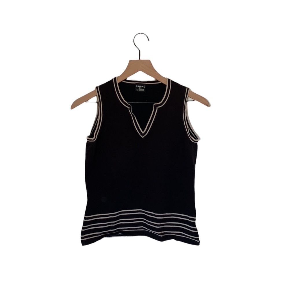 TRIBAL black and cream pullover sweater vest petit small